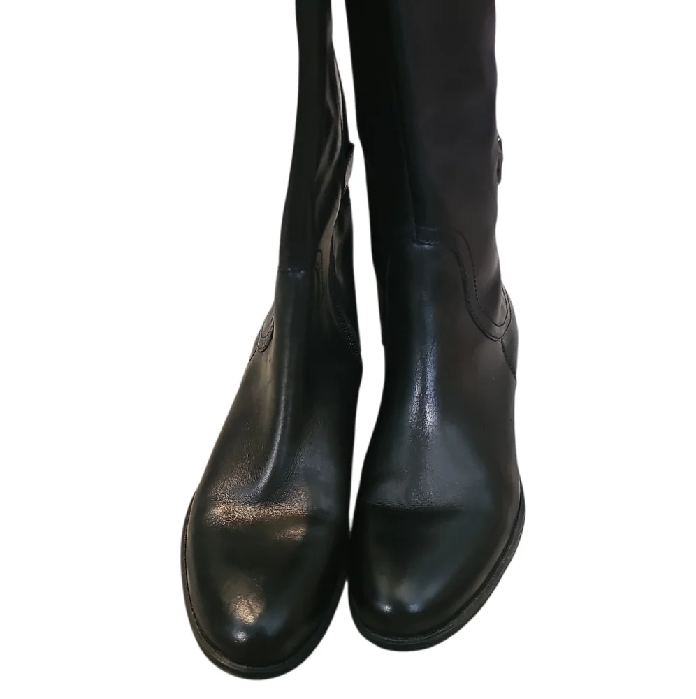 Naturalizer N5 Comfort JAMISON Black Knee High Leather Riding Boots, Size 7.5